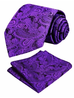 Alizeal Handmade Paisley Floral Tie with Pocket Square Gift Set