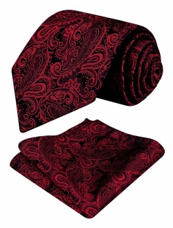 Alizeal Handmade Paisley Floral Tie with Pocket Square Gift Set