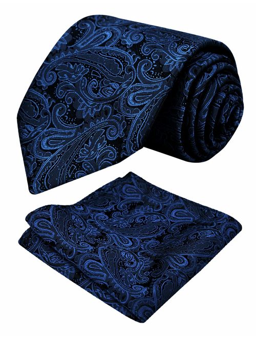 Alizeal Handmade Paisley Floral Tie with Pocket Square Gift Set