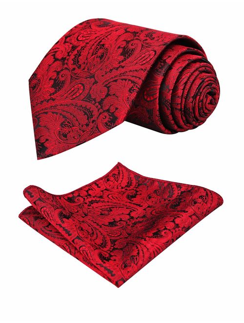 Alizeal Handmade Paisley Floral Tie with Pocket Square Gift Set