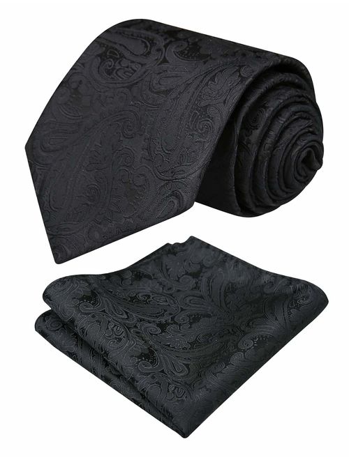 Alizeal Handmade Paisley Floral Tie with Pocket Square Gift Set