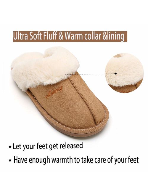 SOSUSHOE Women Slippers Fluffy Fur Slip On House Slippers Soft and Warm House Shoes for Indoor Outdoor