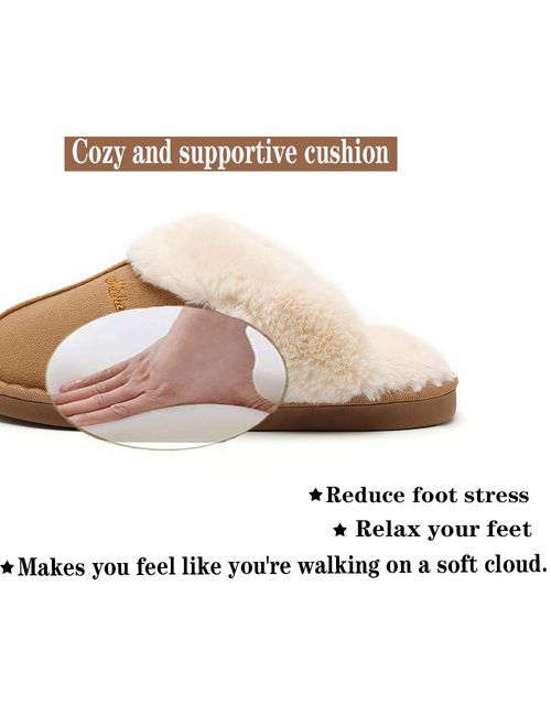 SOSUSHOE Women Slippers Fluffy Fur Slip On House Slippers Soft and Warm House Shoes for Indoor Outdoor