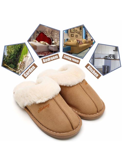 SOSUSHOE Women Slippers Fluffy Fur Slip On House Slippers Soft and Warm House Shoes for Indoor Outdoor