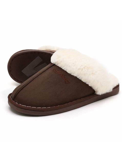 SOSUSHOE Women Slippers Fluffy Fur Slip On House Slippers Soft and Warm House Shoes for Indoor Outdoor