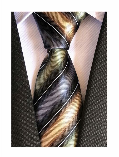 Elfeves Men's Modern Striped Patterned Formal Ties College Daily Woven Neckties