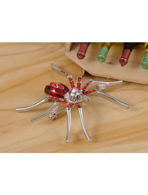 ALILANG Enamel Crystal Rhinestone Halloween Spider Fashion Jewelry Pin Brooch