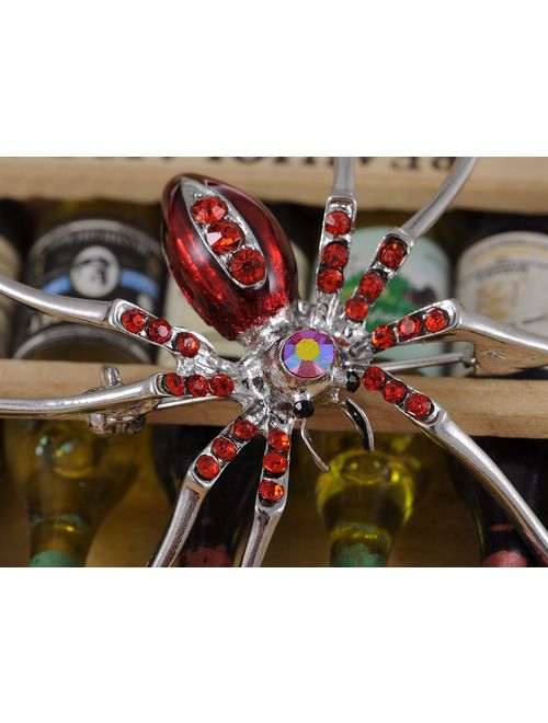 ALILANG Enamel Crystal Rhinestone Halloween Spider Fashion Jewelry Pin Brooch