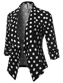 Women's Stretch 3/4 Gathered Sleeve Open Blazer Jacket