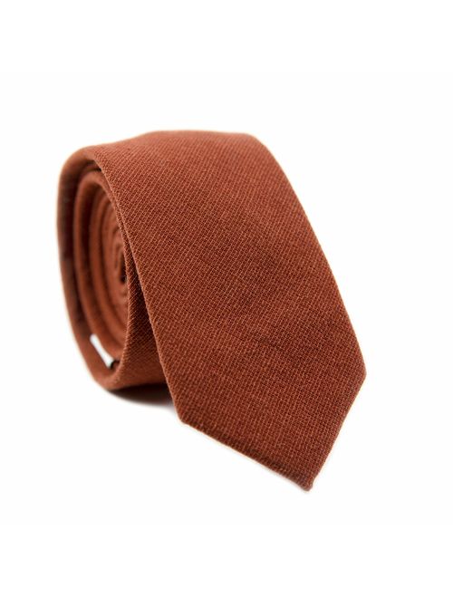 DAZI Men's Skinny Tie, Cotton Wool Linen Necktie, Great for Weddings, Groom, Groomsmen, Missions, Dances, Gifts.