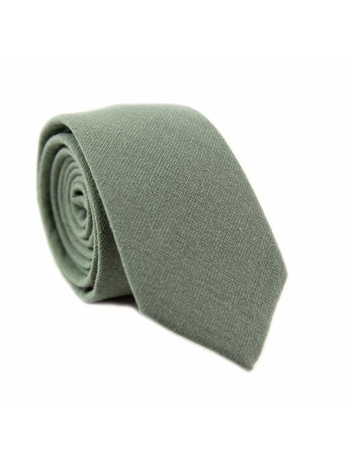 DAZI Men's Skinny Tie, Cotton Wool Linen Necktie, Great for Weddings, Groom, Groomsmen, Missions, Dances, Gifts.