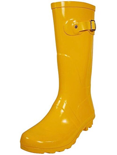 NORTY Women's Hurricane Wellie Glossy  Waterproof Mid-Calf Rainboots