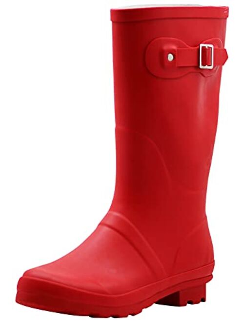 NORTY Women's Hurricane Wellie Glossy  Waterproof Mid-Calf Rainboots