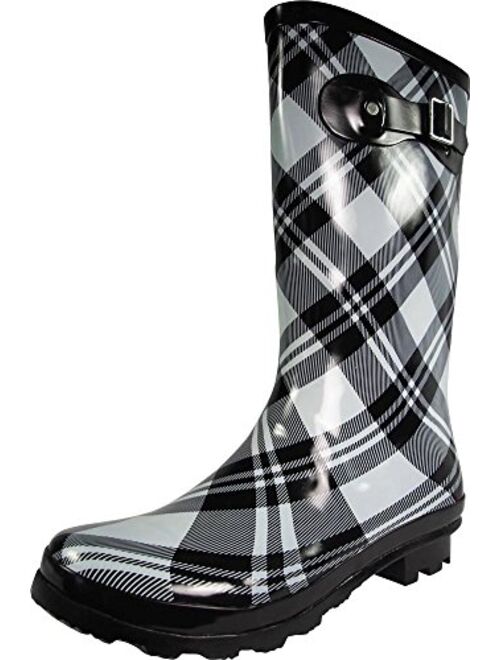 NORTY Women's Hurricane Wellie Glossy  Waterproof Mid-Calf Rainboots