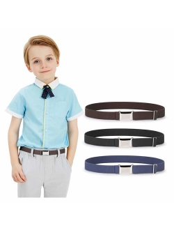 Kids Toddler Belt Elastic Stretch Adjustable Belt for Boys and Girls with Silver Square Buckle 2 Pack by JASGOOD