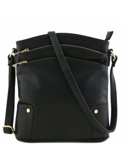 Triple Zip Pocket Large Crossbody Bag