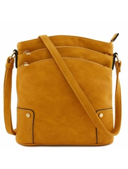 Triple Zip Pocket Large Crossbody Bag