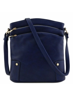 Triple Zip Pocket Large Crossbody Bag