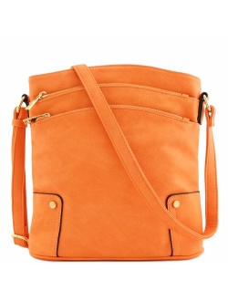 Triple Zip Pocket Large Crossbody Bag