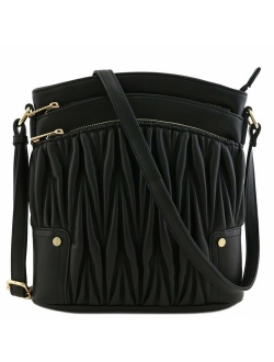 Triple Zip Pocket Large Crossbody Bag