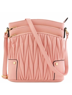 Triple Zip Pocket Large Crossbody Bag