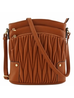 Triple Zip Pocket Large Crossbody Bag