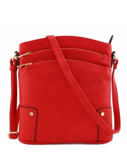 Triple Zip Pocket Large Crossbody Bag