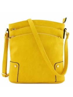 Triple Zip Pocket Large Crossbody Bag