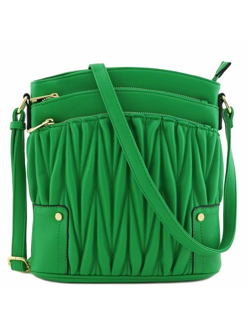 Triple Zip Pocket Large Crossbody Bag