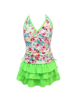 qyqkfly Girls Tankini 2 Piece 4Y-15Y Florence Adjustable Swimsuits (FBA)