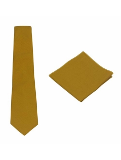 Mens Solid Linen Tie Set : Necktie with Matching Pocket Square-Various Colors