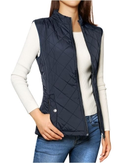 Women's Stand Collar Lightweight Gilet Quilted Zip Vest