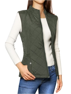 Women's Stand Collar Lightweight Gilet Quilted Zip Vest