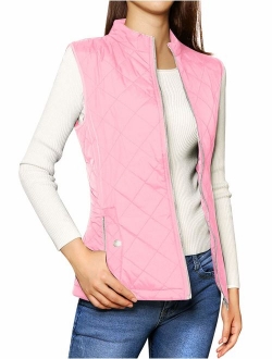 Women's Stand Collar Lightweight Gilet Quilted Zip Vest