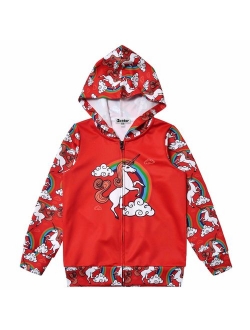 Girls Zip Up Hoodie Jacket Unicorn/Cat Sweatshirt with Pockets