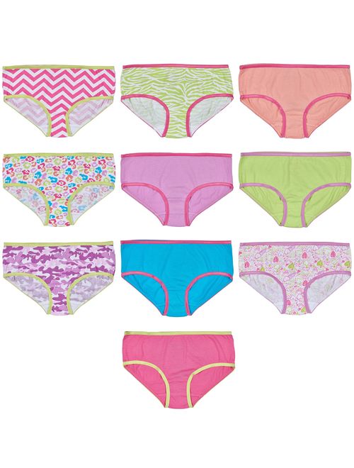 Trimfit Girls 100% Cotton Colorful Hipster Panties (Pack of 10)