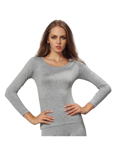 Liang Rou Women's Crew Neck Long Sleeve Ultrathin Modal Thermal Underwear Shirt/Top