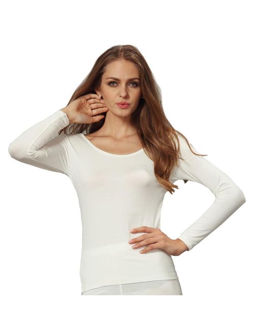 Liang Rou Women's Crew Neck Long Sleeve Ultrathin Modal Thermal Underwear Shirt/Top