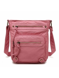 Small Crossbody Shoulder Bag for Women, Ultra Soft Washed Vegan Leather, H1693