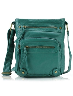 Small Crossbody Shoulder Bag for Women, Ultra Soft Washed Vegan Leather, H1693