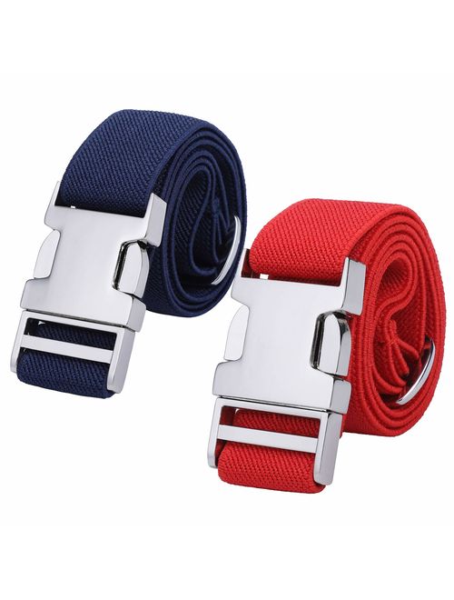 Boys Adjustable Stretch Belt for Kids - 2PCS Zinc Alloy Childrens with Easy Clasp Belt for Toddlers Boys Girls