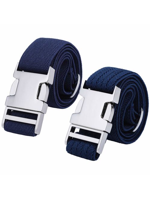 Boys Adjustable Stretch Belt for Kids - 2PCS Zinc Alloy Childrens with Easy Clasp Belt for Toddlers Boys Girls