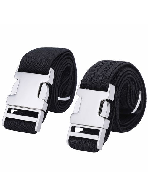 Boys Adjustable Stretch Belt for Kids - 2PCS Zinc Alloy Childrens with Easy Clasp Belt for Toddlers Boys Girls