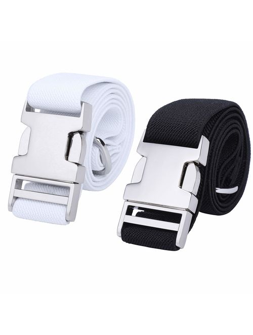 Boys Adjustable Stretch Belt for Kids - 2PCS Zinc Alloy Childrens with Easy Clasp Belt for Toddlers Boys Girls