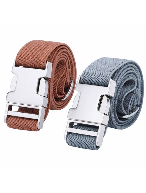 Boys Adjustable Stretch Belt for Kids - 2PCS Zinc Alloy Childrens with Easy Clasp Belt for Toddlers Boys Girls