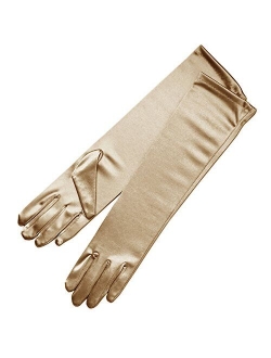 ZAZA BRIDAL 15.5" Long Shiny Stretch Satin Dress Gloves Below-The-Elbow Length 8BL