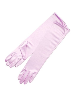 ZAZA BRIDAL 15.5" Long Shiny Stretch Satin Dress Gloves Below-The-Elbow Length 8BL