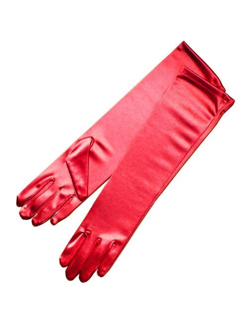 ZAZA BRIDAL 15.5" Long Shiny Stretch Satin Dress Gloves Below-The-Elbow Length 8BL