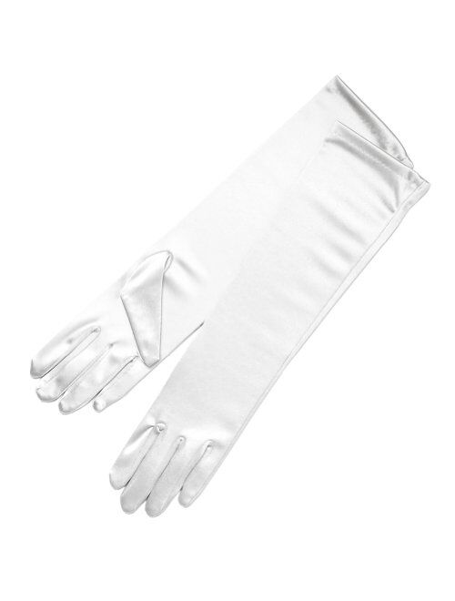 ZAZA BRIDAL 15.5" Long Shiny Stretch Satin Dress Gloves Below-The-Elbow Length 8BL