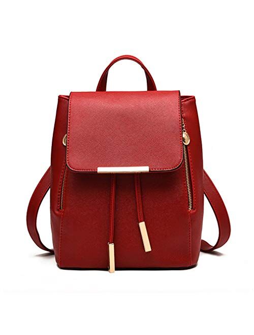 Pahajim Womens Bag Backpack Purse PU Leather Zipper Bags Fashion Casual Rucksack Satchel and handbag